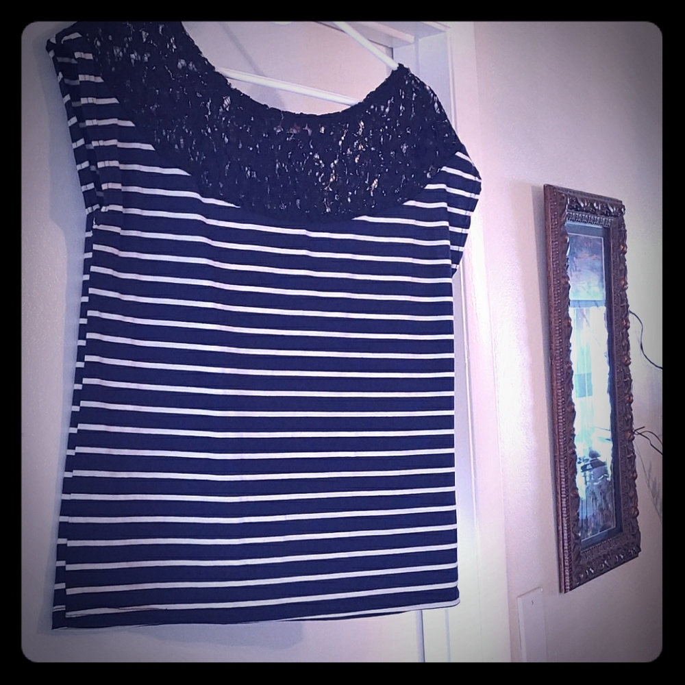 Navy Blue w/White Stripes Shirt